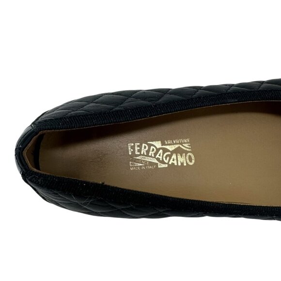 Salvatore Ferragamo Girls Quilted Black Leather Vara Bow Logo Sneakers 1.5 - Picture 14 of 16